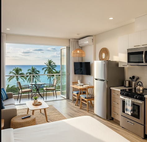 5. Studio tout équipé avec vue sur la mer à Manganao Village